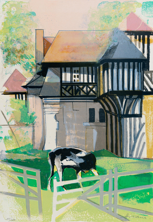 Camille Hilaire, Maison normande à colombage, Lithograph