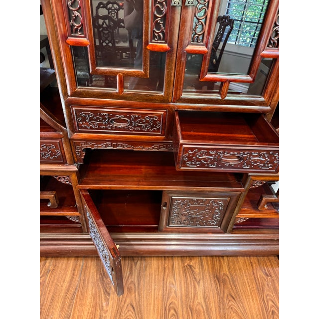 Chinoiserie Asymmetrical Multi-Tiered Curio Cabinet / Display Hutch: For Sale - Image 3 of 9