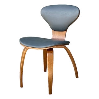 Vintage Wood and Leather Cherner Dining Chair For Sale