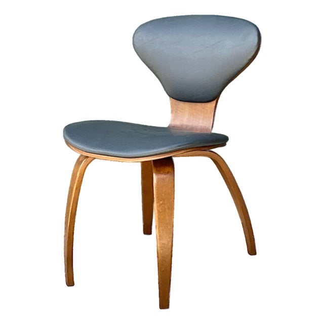 Vintage Wood and Leather Cherner Dining Chair For Sale