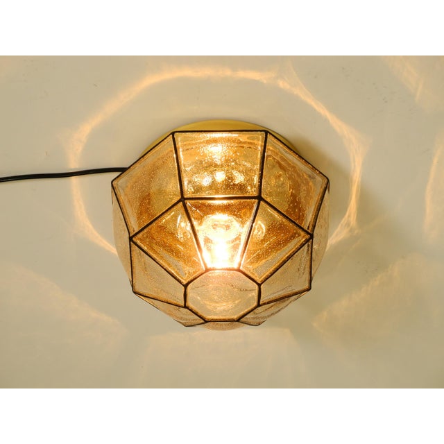 Vintage Glass Ceiling Lamp in Octagon Shape from Limburg, 1970s For Sale - Image 9 of 18