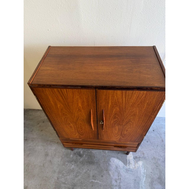 Mid-Century Modern Mid Century Danish Teak Cabinet – Vintage Scandinavian Bar Cabinet – Tall Storage With Drawers 1960s For Sale - Image 3 of 10