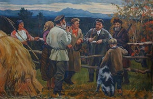 1970s Lenin and the Peasants, Oil Painting, Socialist Realism 118-178