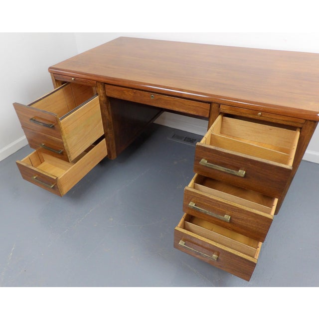 MidCentury Modern Jasper Desk Co. Walnut 6Drawer Writing Desk Chairish