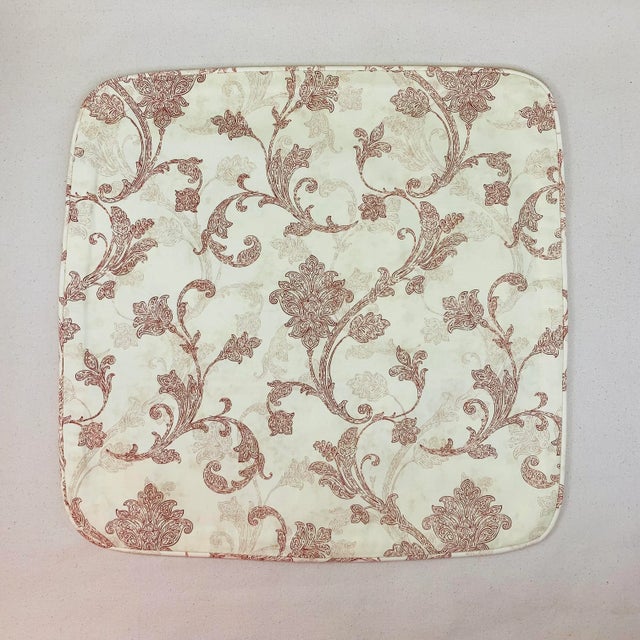 French Designer P Kaufmann Waverly Red & Cream Jacobean Leaf Paisley Scroll Pillow Covers- Pair For Sale - Image 3 of 5