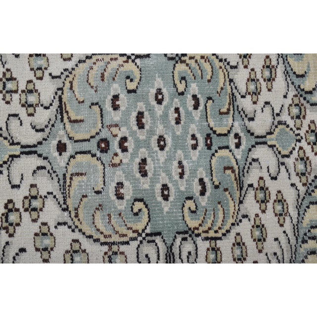 Textile 1950s Geometric Green Oushak Wool Rug For Sale - Image 7 of 9