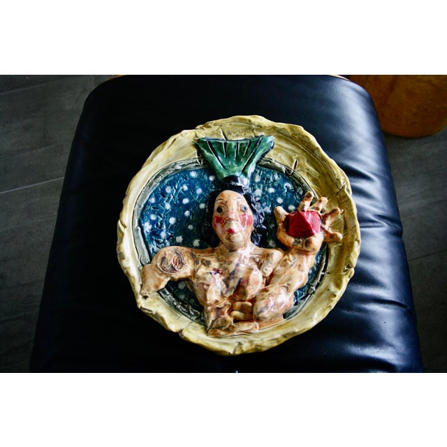 Polychrome Ceramic Plate in Relief by Markus Lupertz, Germany, 1980 For Sale - Image 4 of 4
