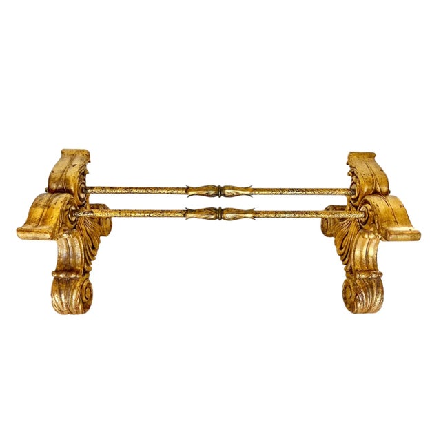 Carved Gilt Wood and Metal Center Table With Glass Top, Late 19th Century For Sale - Image 6 of 12