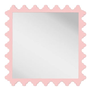 Fleur Home Garden District Magazine Square Mirror in Authentic Pink, 35.5x35.5 For Sale