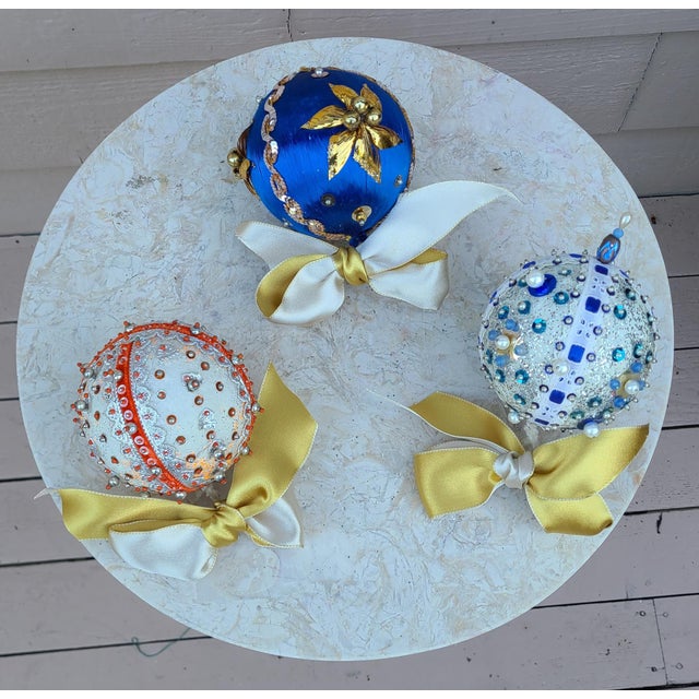 ALL HOLIDAY ITEMS ARE SHIPPED IMMEDIATELY! These hand-crafted beaded Christmas ornaments were sourced from an estate on...