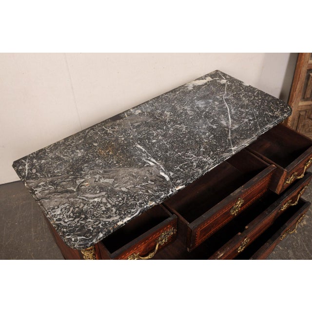 19th Century 19th Century French Marble Top Commode W/Rococo Hardware For Sale - Image 5 of 14