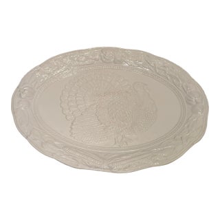 Vintage Portuguese Majolica Turkey Platter A. Santos For Sale