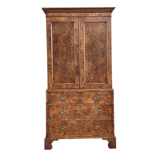 Vintage Boho Burl Wood Armoire For Sale