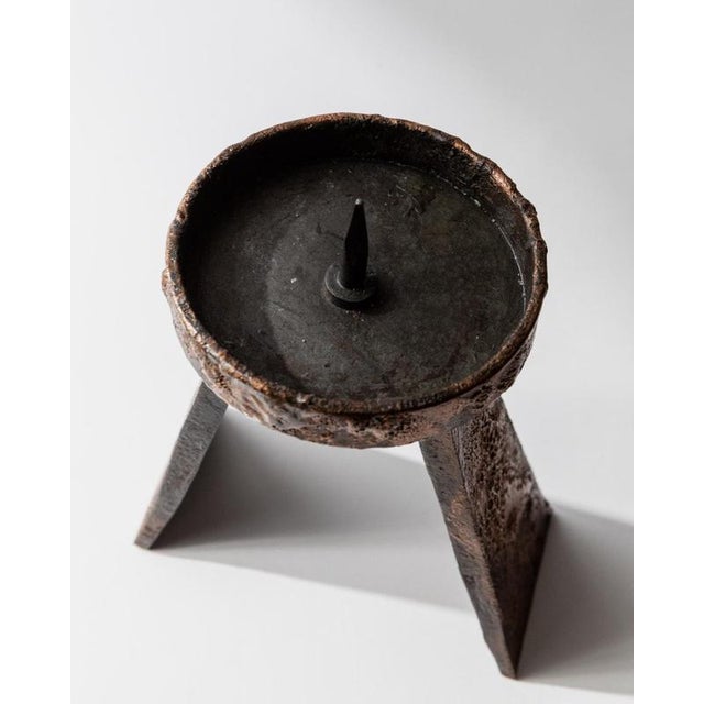 Brutalist Vintage Iron Candleholder, 1960s For Sale - Image 3 of 11