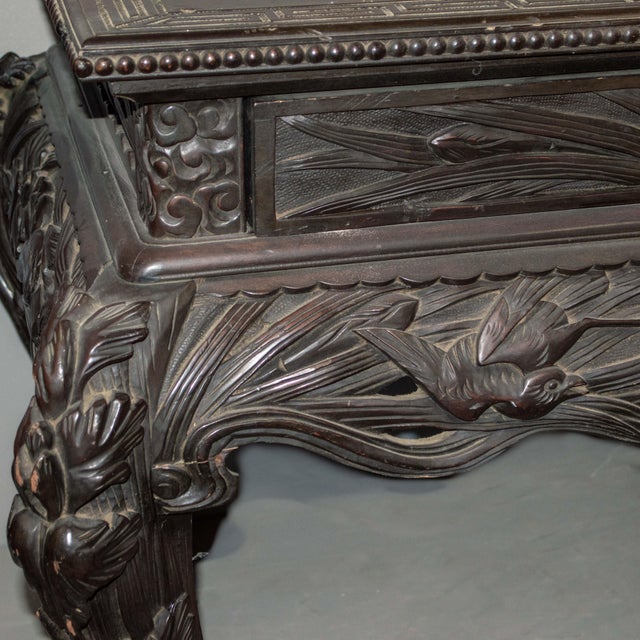 Wood Antique Japanese Black Lacquer Console Table For Sale - Image 7 of 7