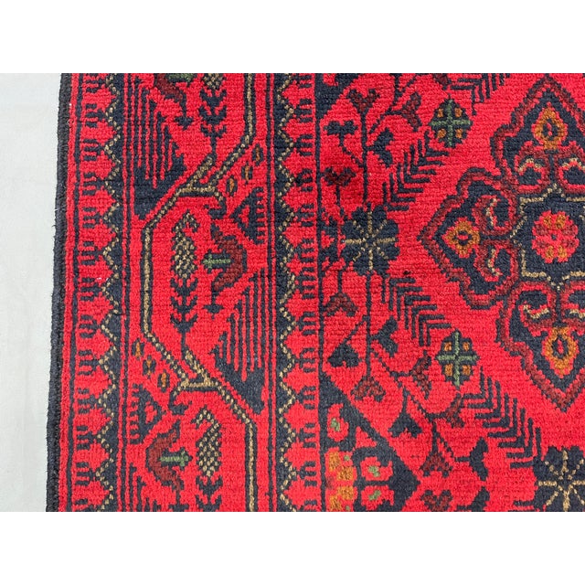 Red Extra-Long Red and Navy Tribal Medallion Runner Rug, 2'7" X 19'1" For Sale - Image 8 of 16