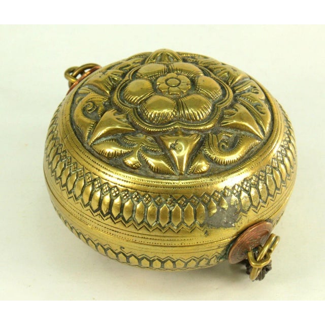 Brass Circa 1856 Balinese Brass Betel Nut Lime Container, Dutch East Indies For Sale - Image 8 of 13