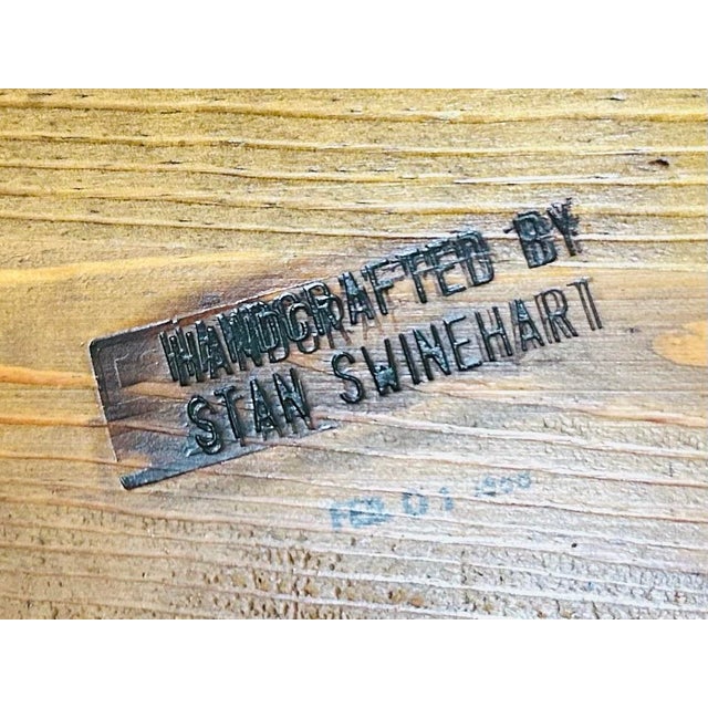 Wood Hardwood Plant Stand, Handmade and Signed by Stan Swinehart, 1988 For Sale - Image 7 of 7