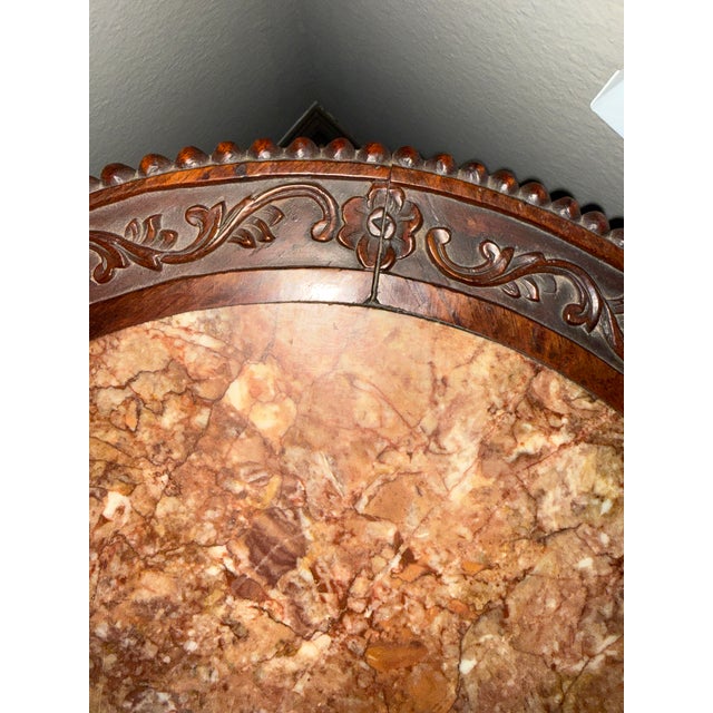 Wood Late 19th Century Chinese Carved Wood Foo Dog and Red Marble Plant Stand/Side Table For Sale - Image 7 of 10