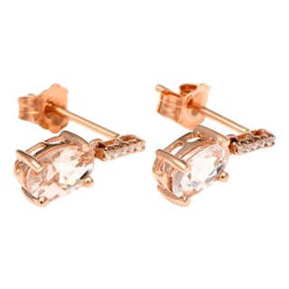 14KR Morganite(1.10) & Diamond(0.04) Drop Earrings, 2 pieces For Sale