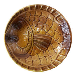 Vintage Sarrequemines Ceramic Bowl, French, Glazed Finish, Fish Motif