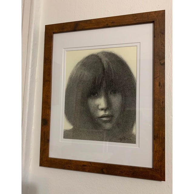 Kaede by Maria Jimenez | Charcoal Portrait of a Young Woman For Sale - Image 4 of 5