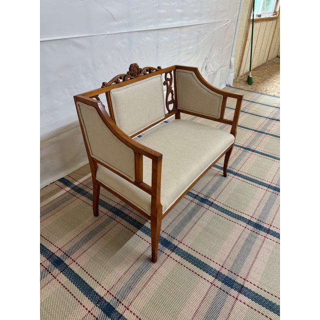 Traditional Early 20th Century Edwardian Style Chair-Back Settee For Sale - Image 3 of 13