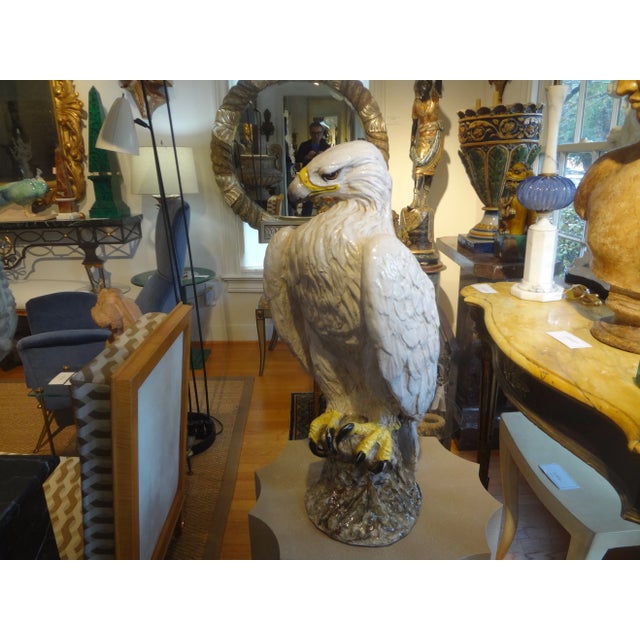 Vintage Italian Glazed Terracotta Eagle Sculpture For Sale - Image 11 of 11