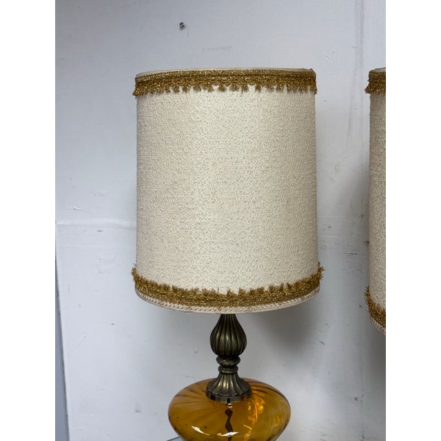Late 20th Century Hollywood Regency Vintage Sculptural Glass Table Lamps, Pair For Sale - Image 5 of 12
