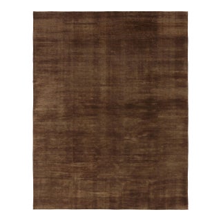 Rug & Kilim’s Modern Textural Rug, Rich Tone-on-Tone Brown With Gold Accents For Sale