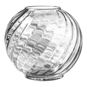 Late 20th Century Large Clear Swirl Art Glass Vase — Sculptural Round Form With Rippled Texture, Coastal Decorative Vessel (11”)
