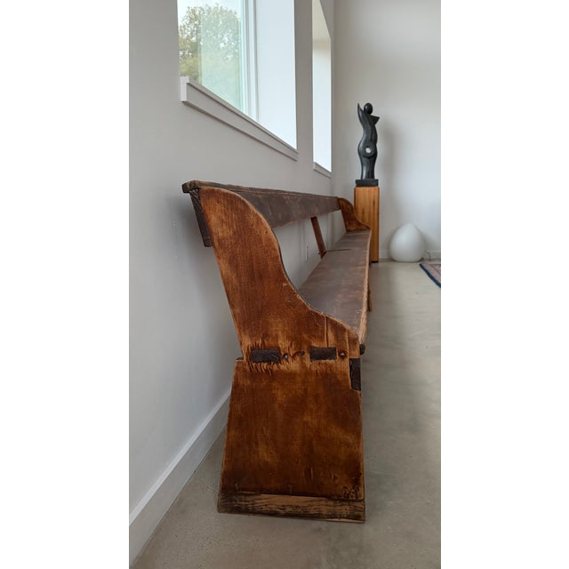 Brown 16' Sixteen Feet Long Monumental Amish School House Wood Bench For Sale - Image 8 of 18