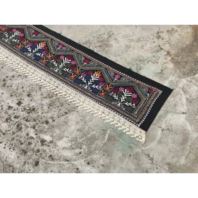 Textile Vintage Black Table Runner with Special Tassel, 1980s For Sale - Image 7 of 11