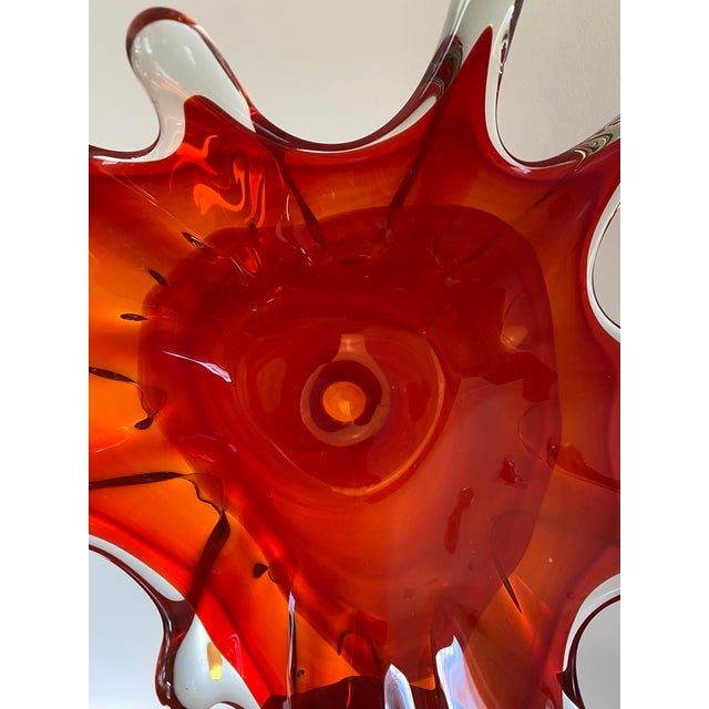 1960s Large Mid-Century Red Pop Art Splash Murano Glass Bowl For Sale - Image 11 of 12