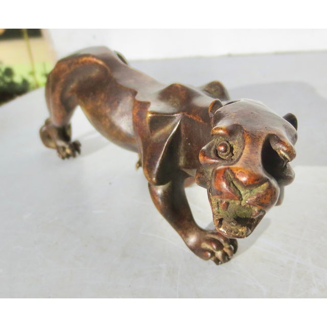 Metal MCM Bronze Creeping Panther Figure For Sale - Image 7 of 9