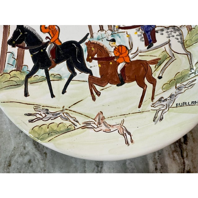 Italian Hand Painted Fox Hunting Platters, Two Available For Sale In New York - Image 6 of 12