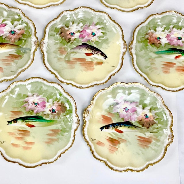 1800s Antique French Limoges Porcelain George Borgfeldt Fish Game Dinnerware Set - 13 Pieces, Service for 10. For Sale - Image 11 of 18