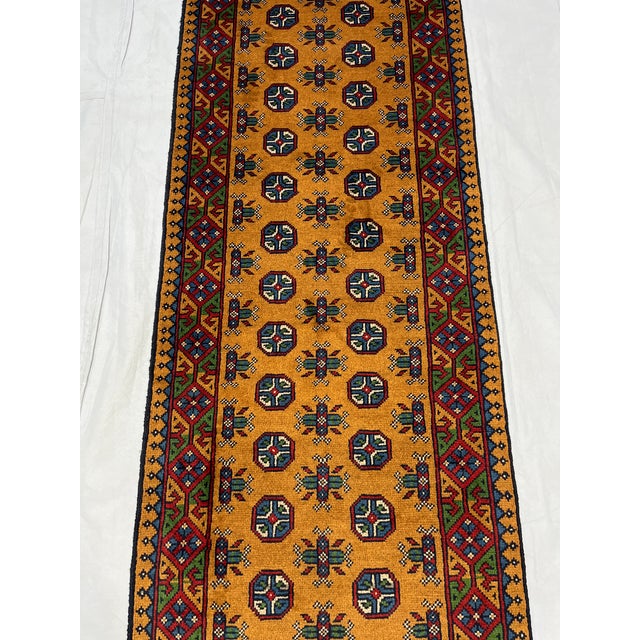 Art Deco Terracotta Brown Turkmen Tribal Wool Runner Rug, 2'10" X 16' For Sale - Image 3 of 13