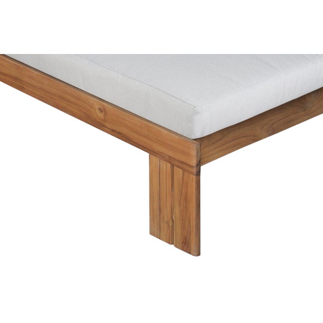 Paradiso Outdoor Teak Chaise - Light Gray Fabric For Sale - Image 10 of 11