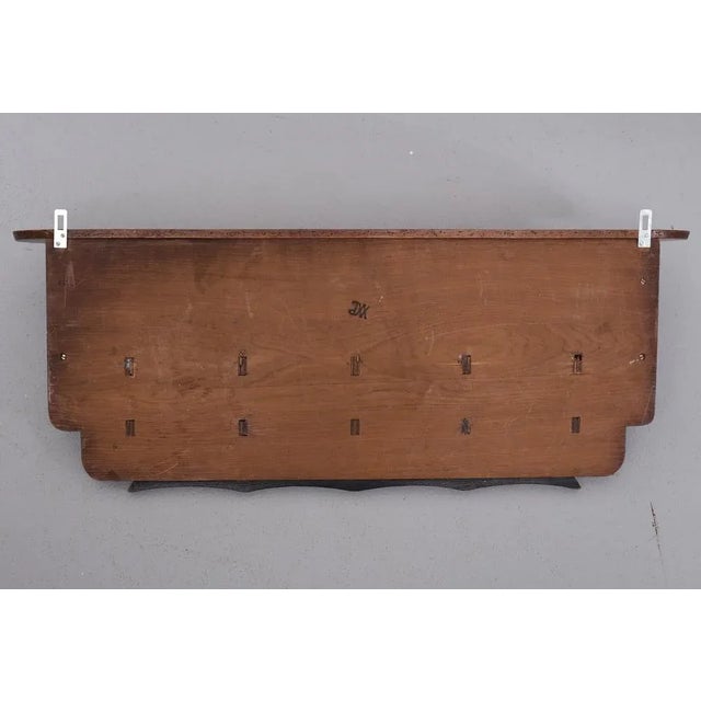 Wood Art Deco Oak Wall Coat Rack, Netherlands, 1925 For Sale - Image 7 of 8