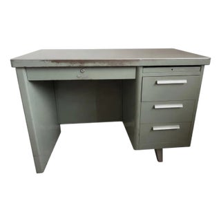 Vintage Steelmaster Industrial Single-Pedestal Tanker Desk, 1950s For Sale