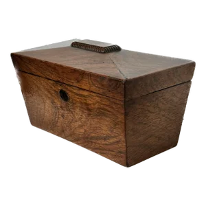 Antique Early 19th C Georgian English Oak Tea Caddy