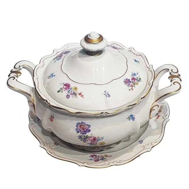 German porcelain tureen and charger by VEB R,Reichenbach. Measurements: Height with a lid: 20. Width between the handles:...