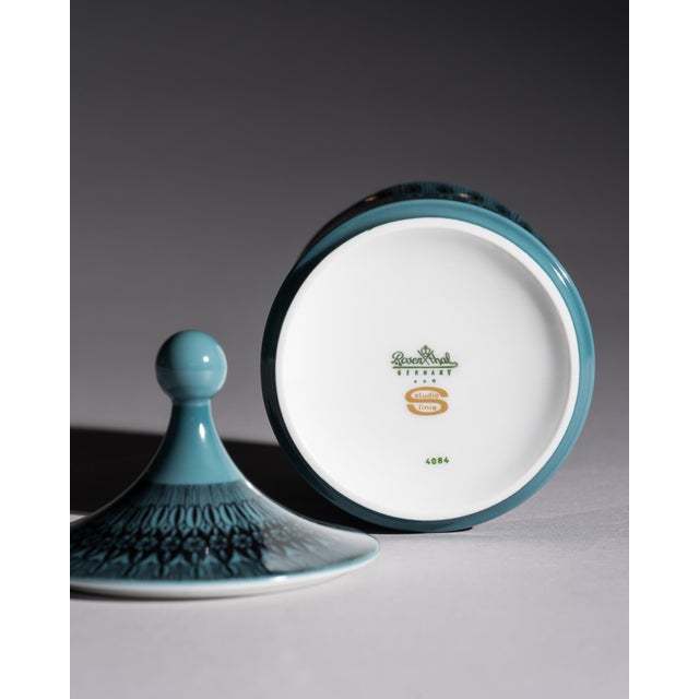 Turquoise Porcelain Vase and Lidded Box Set by Hans Theo Baumann for Rosenthal, 1964, Set of 3 For Sale - Image 10 of 17