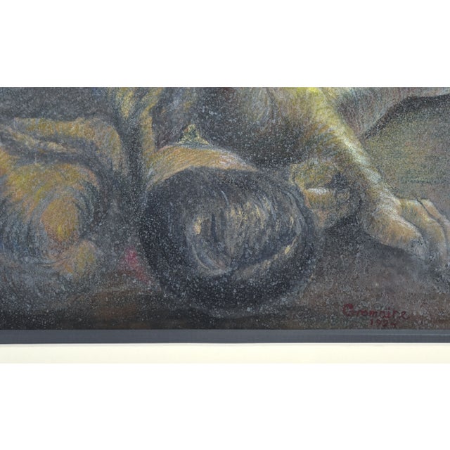 Vintage 1924 Marcel Gromaire Mixed Media Chalk Pastel and Gouache Nudes Portrait Painting For Sale In Chicago - Image 6 of 12