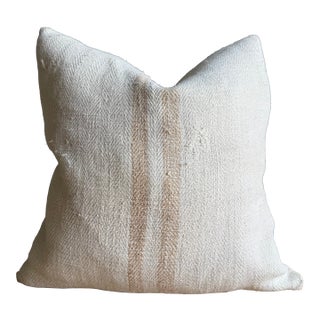 Vintage Stripe Grain Pillow With Down Insert For Sale