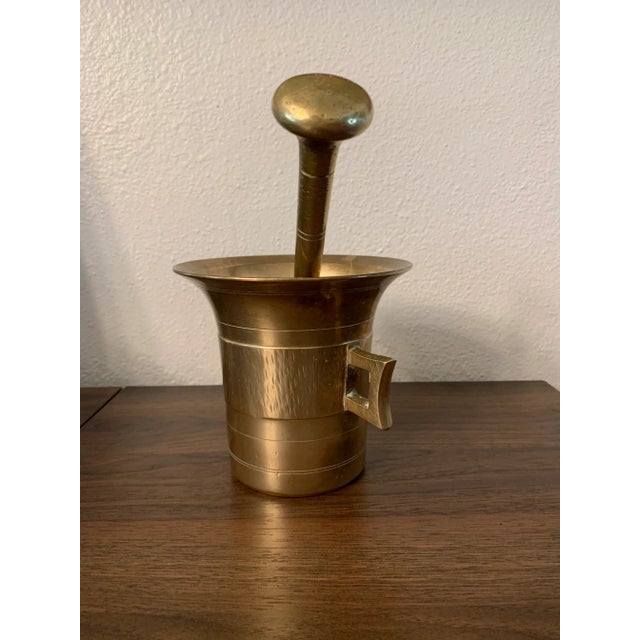 Early 20th Century Brass Pharmacy Apothecary Mortar and Pestle - 2 Pieces For Sale - Image 4 of 9