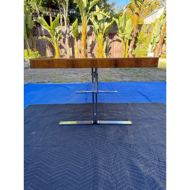 Mid-Century Modern 1960’s Rosewood and Chrome Base Dining Table by Poul Nørreklit for Georg Petersens For Sale - Image 3 of 12