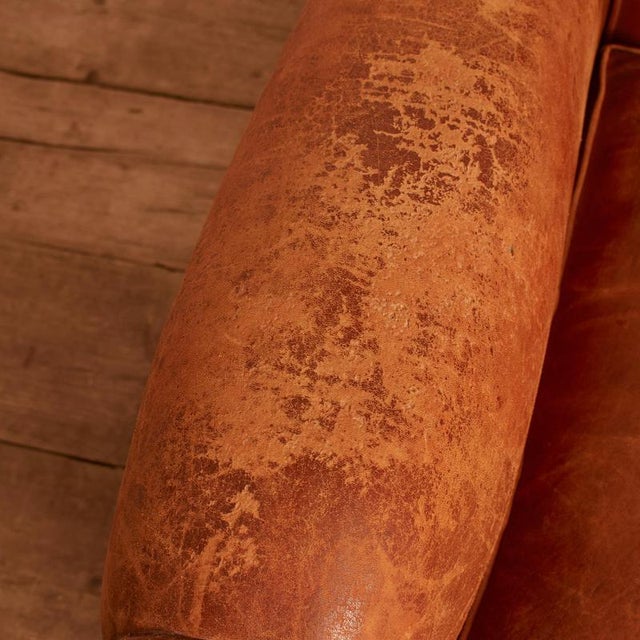 Brown Vintage French Leather Club Chair, 1920s For Sale - Image 8 of 17