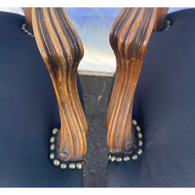 18th Century 18th Century French Chairs in Black & White Stripe - Set of 2 For Sale - Image 5 of 9